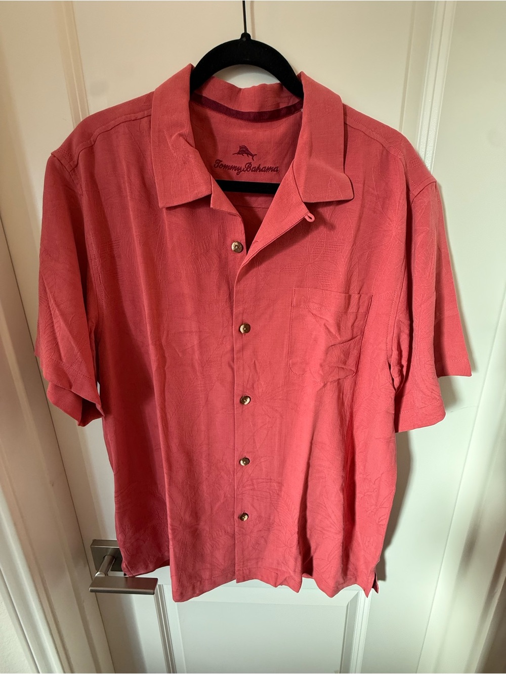 Tommy Bahama Coral Pink Short Sleeve Camp Shirt